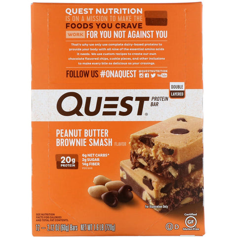 Quest Nutrition, Proteinbar, Peanut Butter Brownie Smash, 12 barer, 2,12 oz (60 g) hver