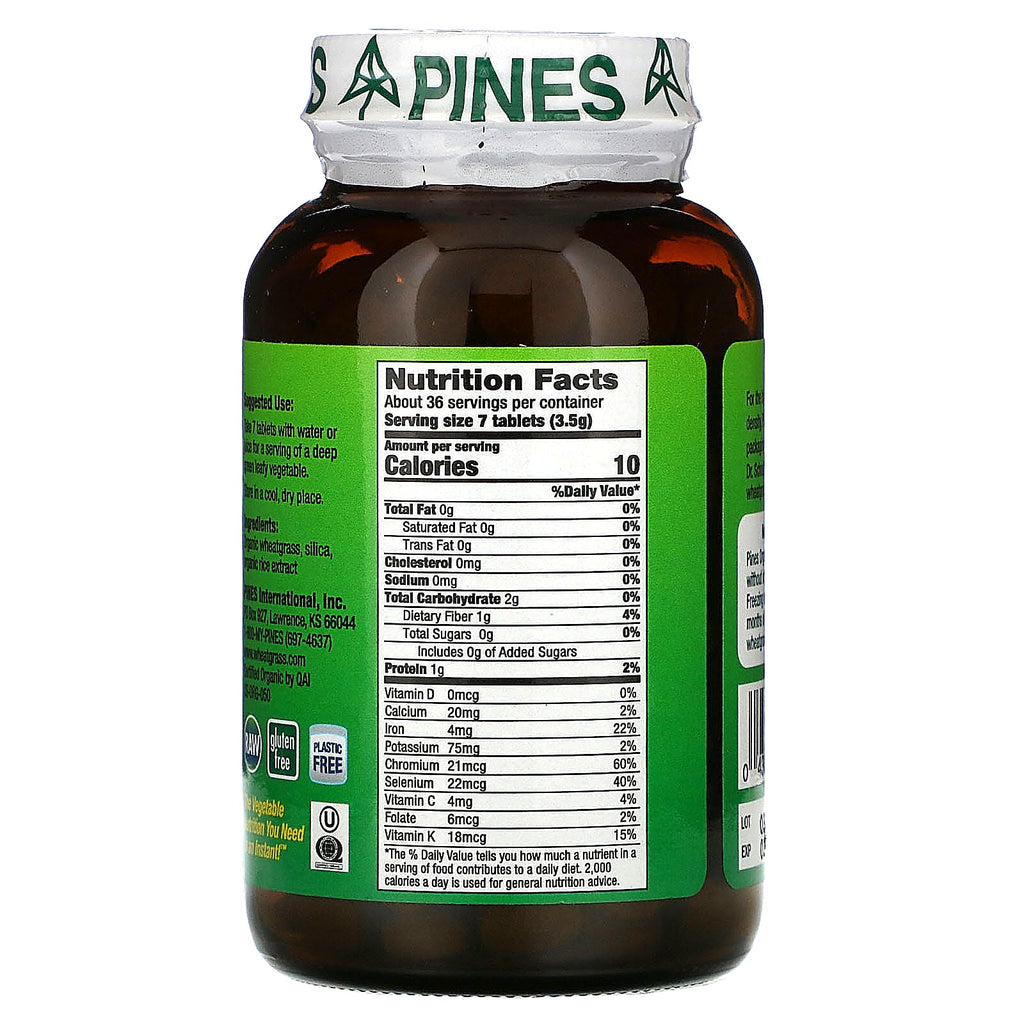 Pines International, Wheat Grass, 500 mg, 250 Tablets