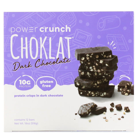 BNRG, Power Crunch Protein Energy Bar, Choklat, Dark Chocolate, 12 Bars, 1.54 oz (43 g) Each