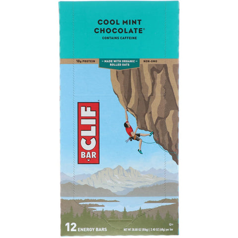 Clif Bar, Energy Bar, Cool Mint Chokolade, 12 Barer, 2,40 oz (68 g) hver