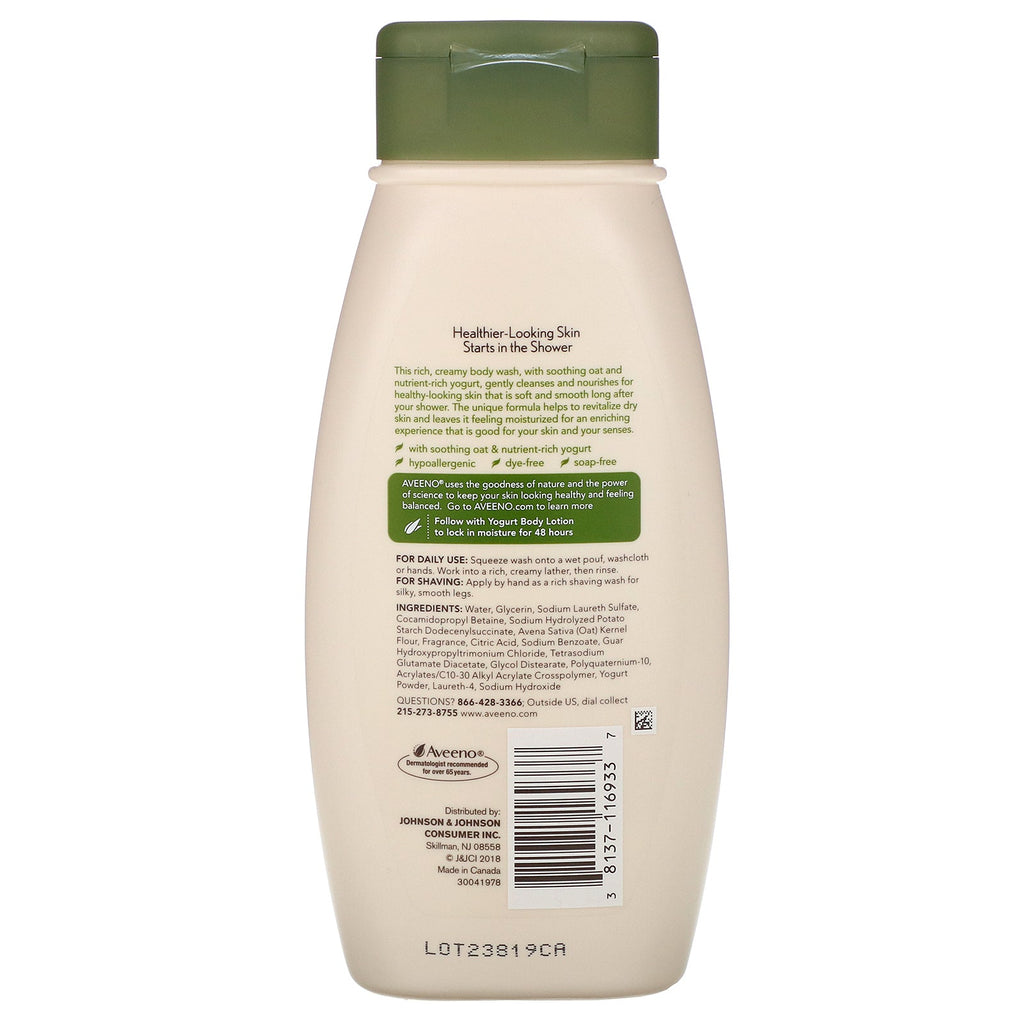 Aveeno, Daily Moisturizing Yogurt Body Wash, Vanilla, 18 fl oz (532 ml)