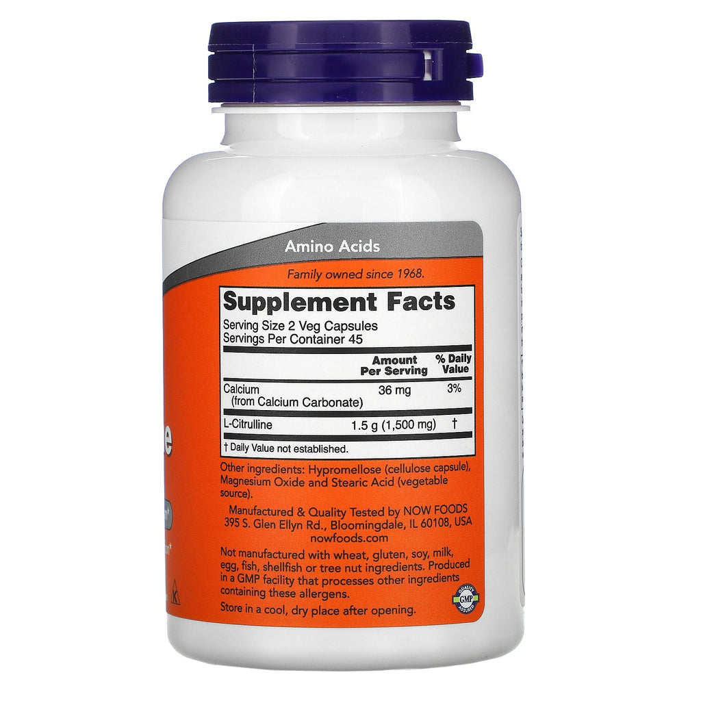 Now Foods, L-Citrulline, 750 mg, 90 Veg Capsules