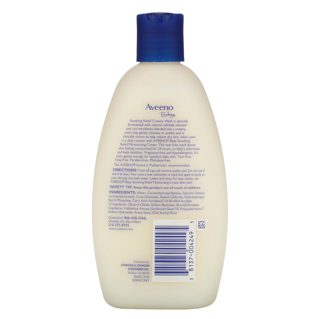 Aveeno, Baby, Soothing Relief Creamy Wash, Fragrance Free, 8 fl oz (236 ml)