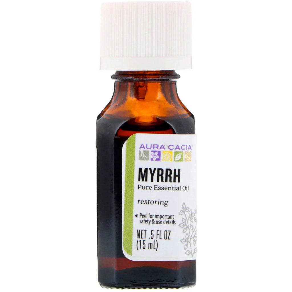 Aura Cacia, ren æterisk olie, myrra, 0,5 fl oz (15 ml)