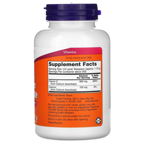 Now Foods, ascorbato de calcio puro, tamponado, vitamina C en polvo, 8 oz (227 g)