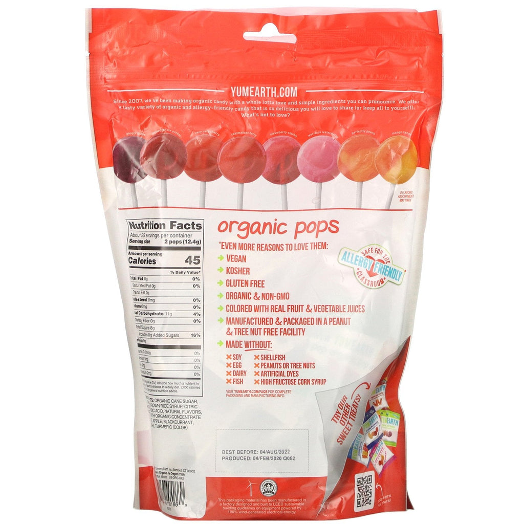 YumEarth,  Pops, Favorites, 50 Pops, 10.9 oz (310 g)