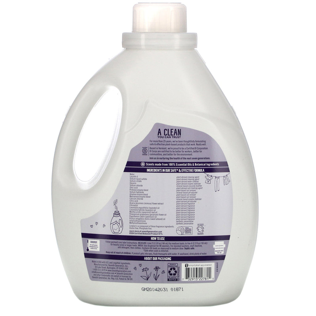 Seventh Generation, Laundry Detergent, Fresh Lavender, 100 fl oz (2.95 L)