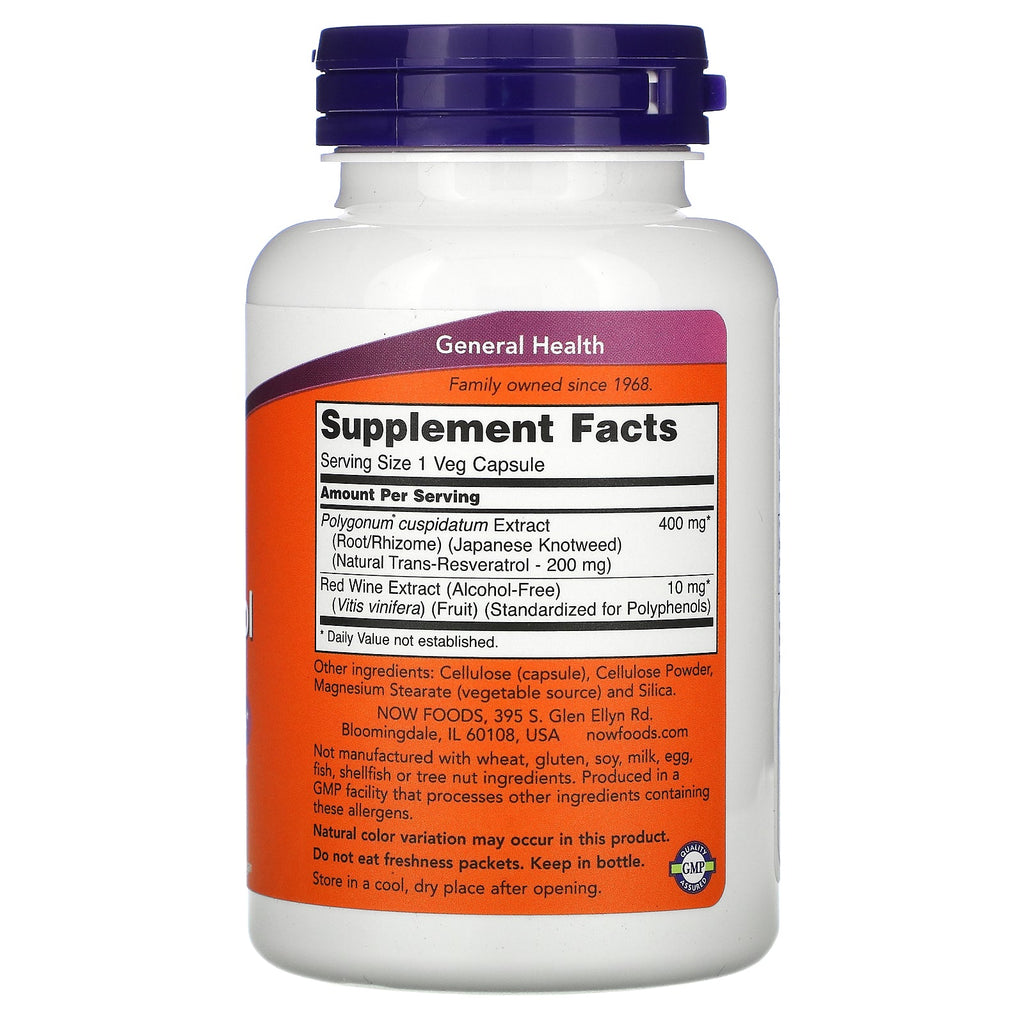 Now Foods, Natural Resveratrol, 200 mg, 120 Veg Capsules