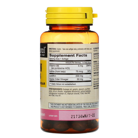 Mason Natural, Lecithin med Kelp/B6 Plus Æblecidereddike, 100 Softgels