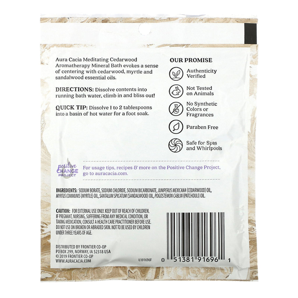 Aura Cacia, Aromatherapy Mineral Bath, Meditating Cedarwood, 2.5 oz (70.9 g)