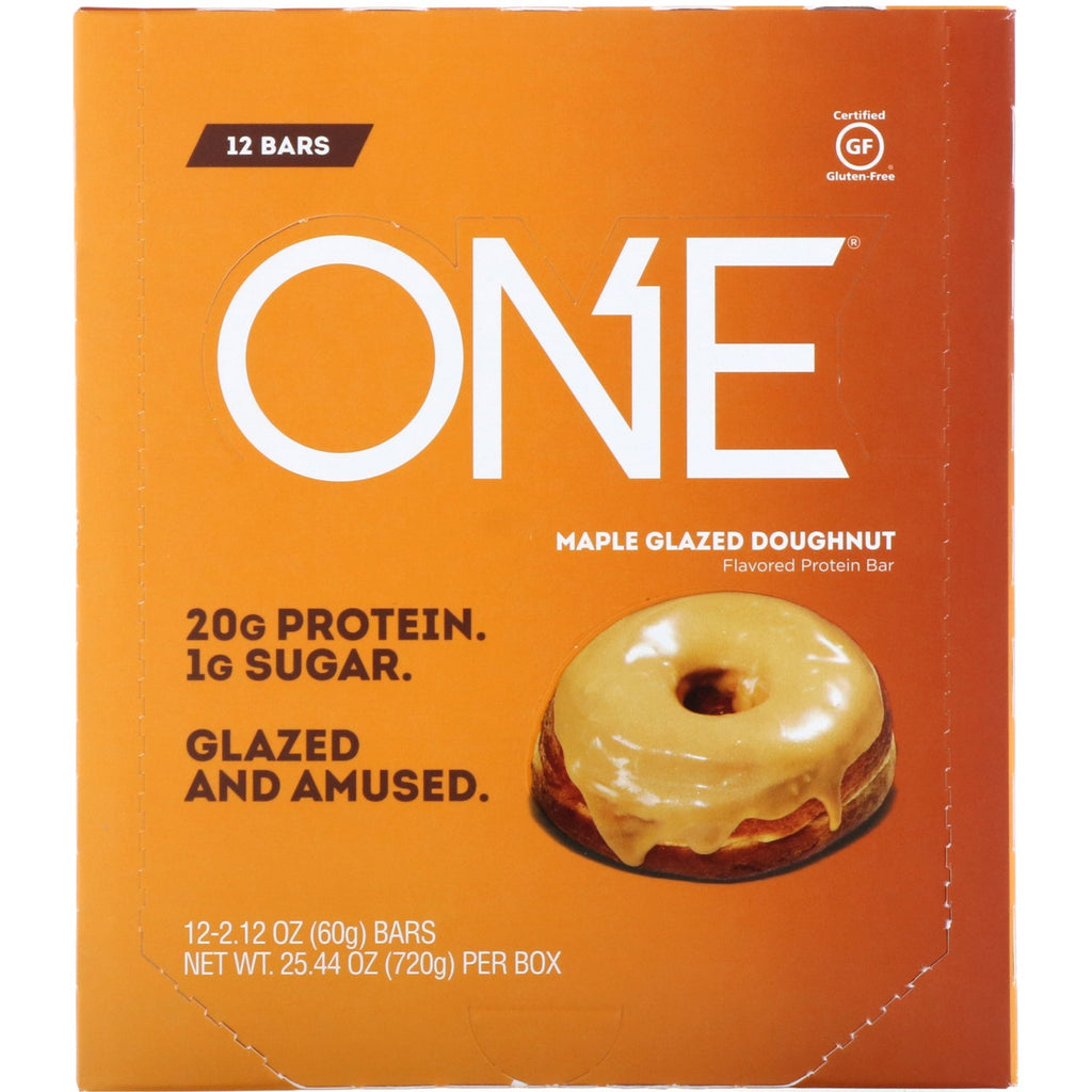 One Brands, ONE Bar, ahornglaseret doughnut, 12 barer, 2,12 oz (60 g) hver