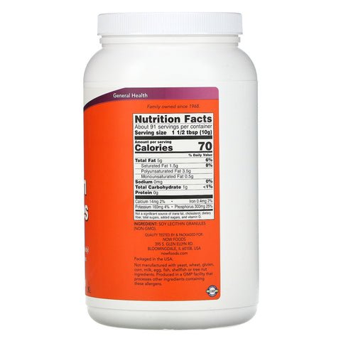 Now Foods, gránulos de lecitina, sin OGM, 2 lbs (907 g)