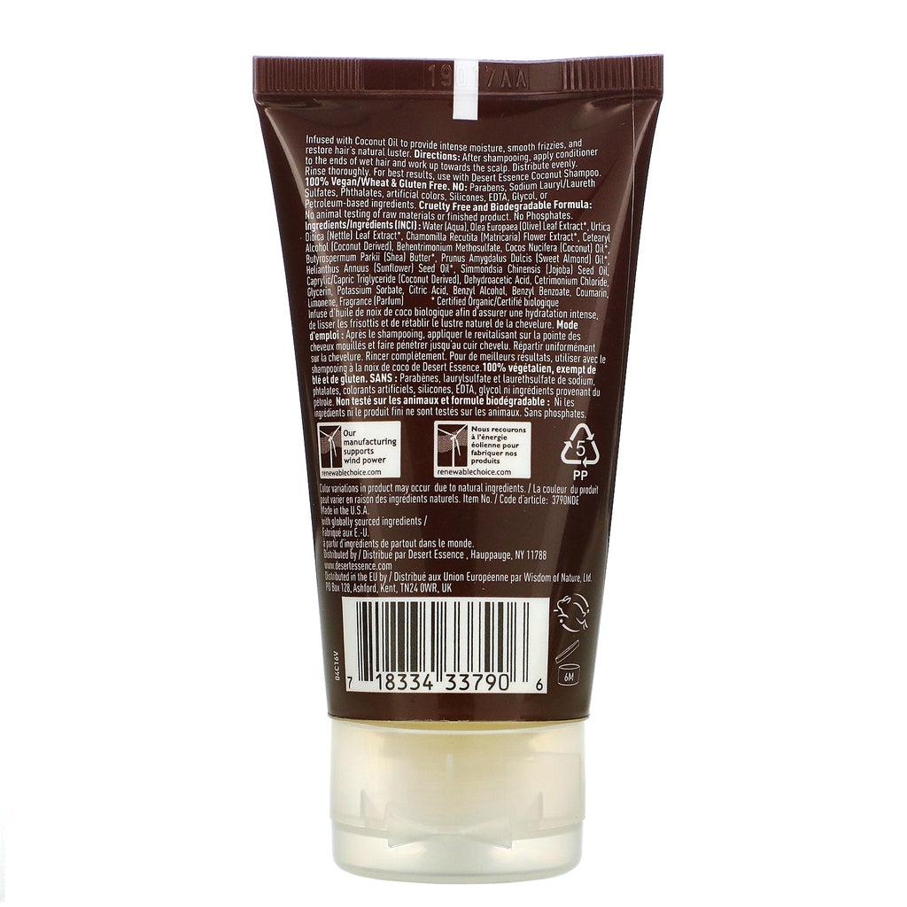 Desert Essence, tamaño de viaje, acondicionador de coco, 1,5 fl oz (44 ml)