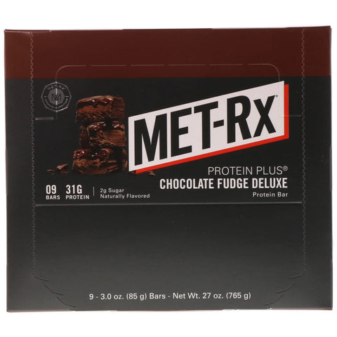 MET-Rx, PROTEIN PLUS Bar, Chocolate Fudge Deluxe, 9 barer, 3,0 oz (85 g) hver