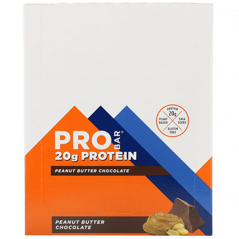 ProBar, proteinbar, jordnøddesmørchokolade, 12 barer, 2,47 oz (70 g) hver