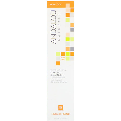 Andalou Naturals, Cream Cleanser, Meyer Lemon + C, Brightening, 6 fl oz (178 ml)