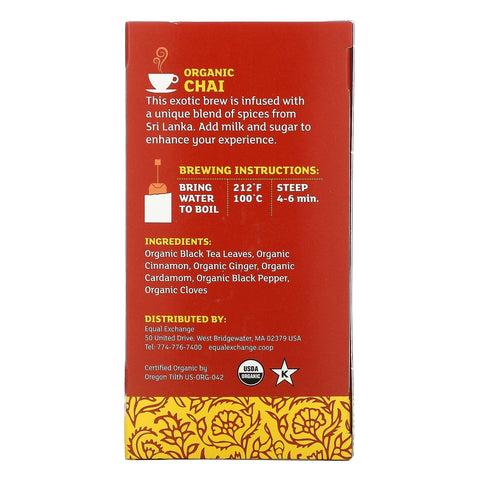 Equal Exchange,  Chai Black Tea, 20 Tea Bags, 1.41 oz (40 g)