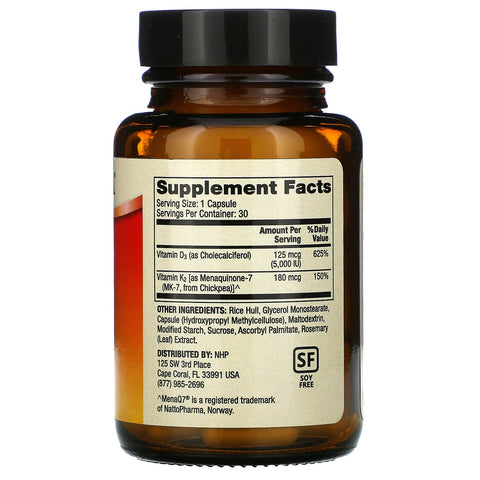 Dr. Mercola, Vitaminas D3 y K2, 30 Cápsulas