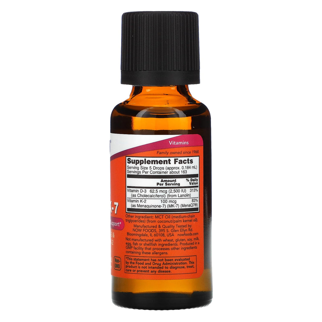 Now Foods, Liquid D-3 &amp; MK-7, 1 fl oz (30 ml)