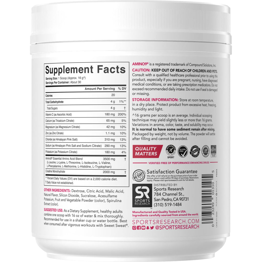 Sportsforskning, Post-Sweat Advanced Hydration, Frugt Punch, 16,9 oz (480 g)