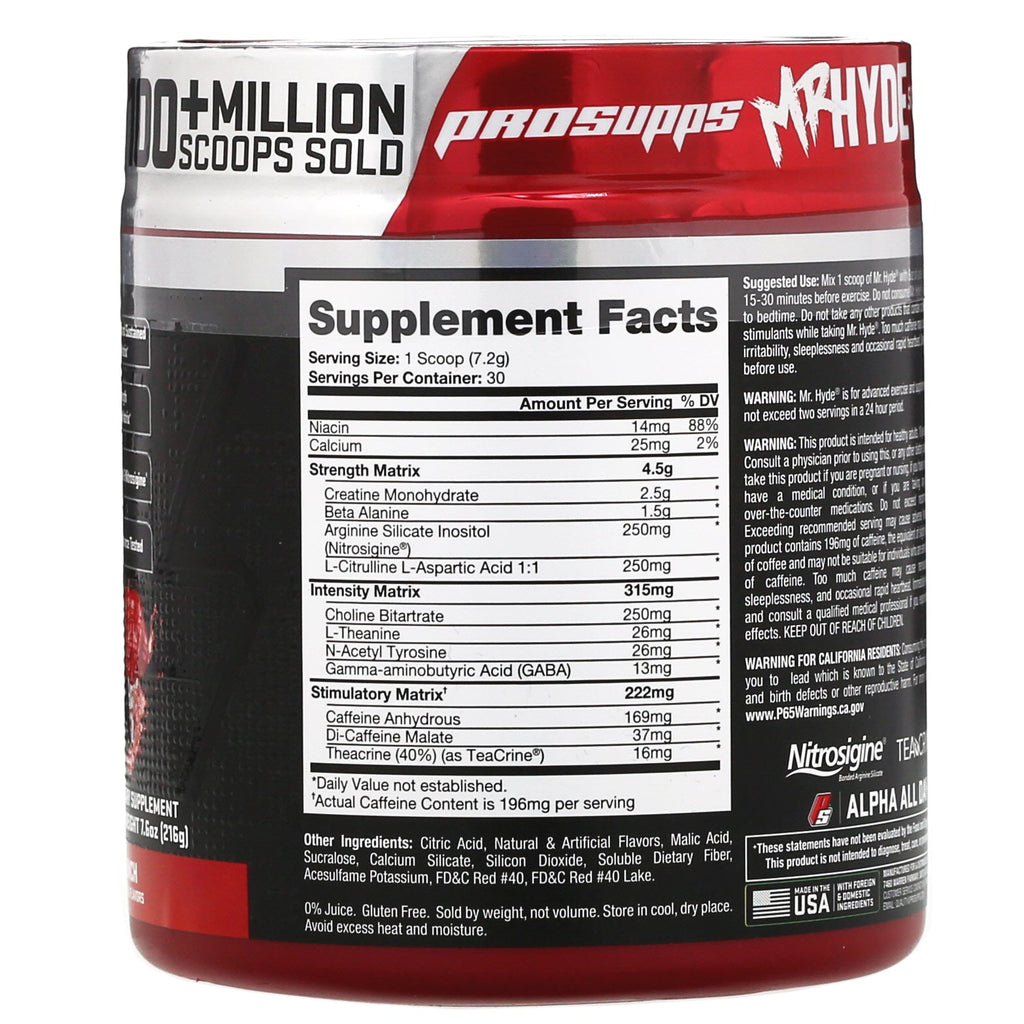 ProSupps, Mr. Hyde, Signature Pre Workout. Lollipop Punch, 7,6 oz (216 g)