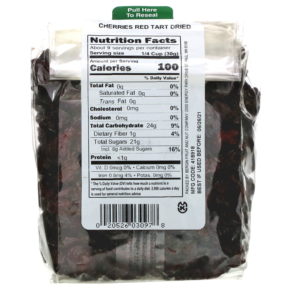 Bergin Fruit and Nut Company, Cherries Red Tart, Dried, 10 oz (283 g)