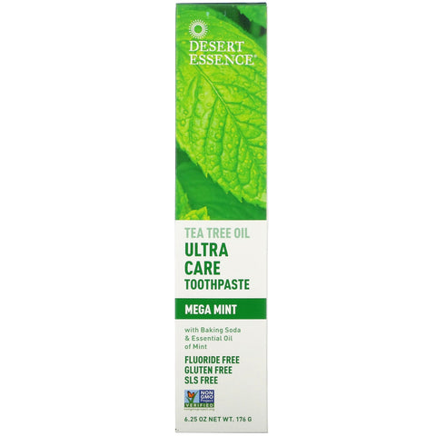 Desert Essence, Pasta de dientes Ultra Care con aceite de árbol de té, Mega menta, 6,25 oz (176 g)