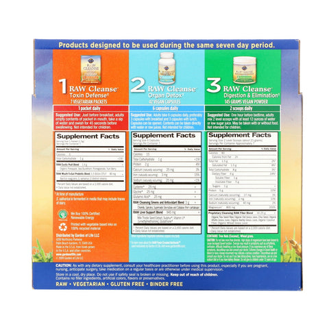 Garden of Life, RAW Cleanse, The Ultimate Standard in Cleansing and Detoxification, 3 Part Program, 3 Step Kit