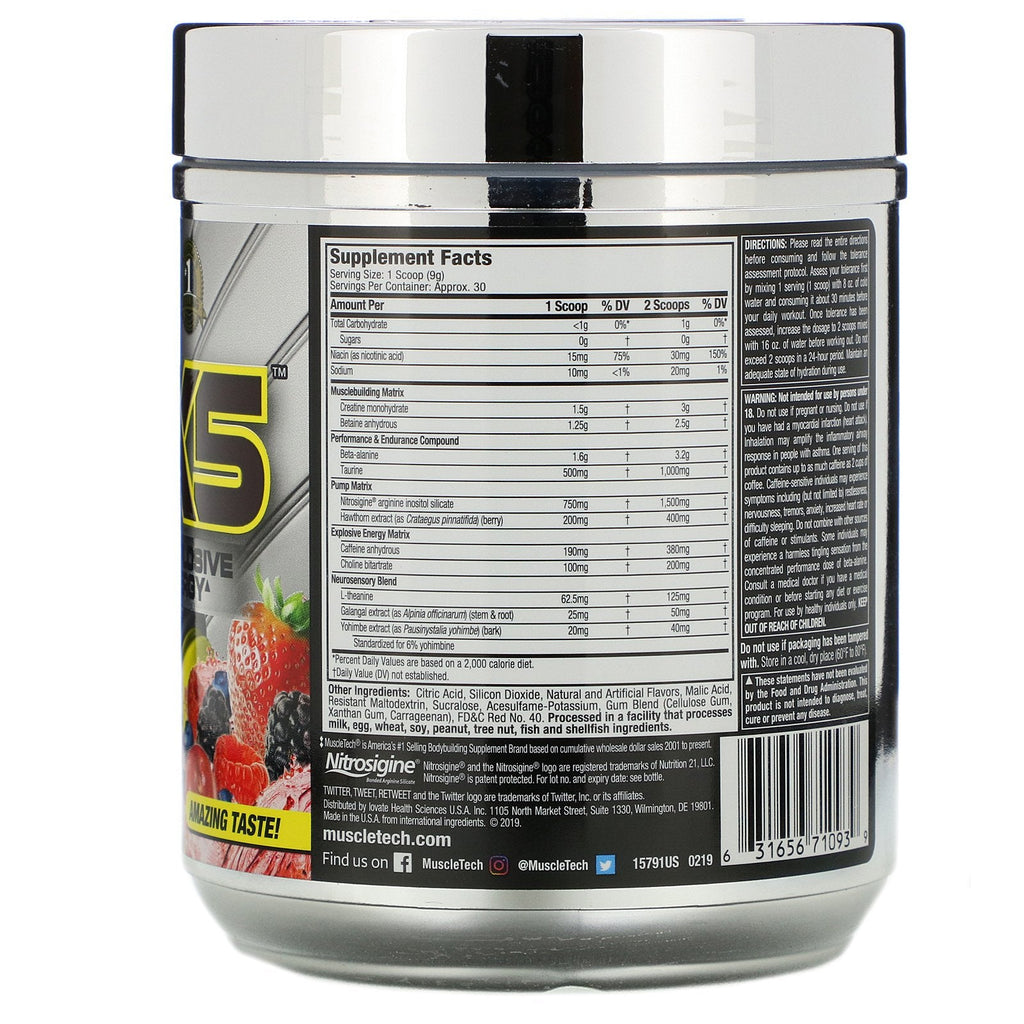 Muscletech, VaporX5, Next Gen, Pre-Workout, Fruit Punch Blast, 9,28 oz (263 g)