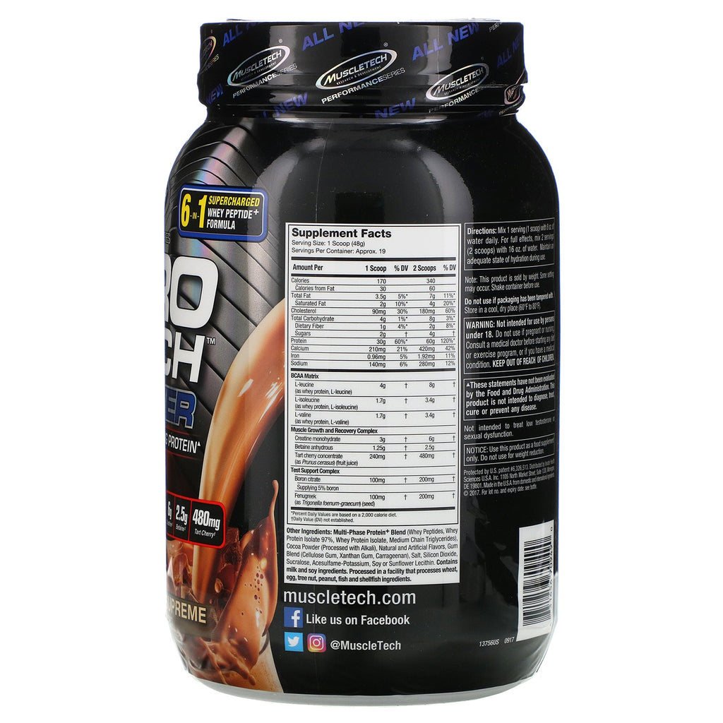 Muscletech, Nitro Tech Power Ultimate Muscle Amplifying Protein, Triple Chocolate Supreme, 2 lbs (907 g)