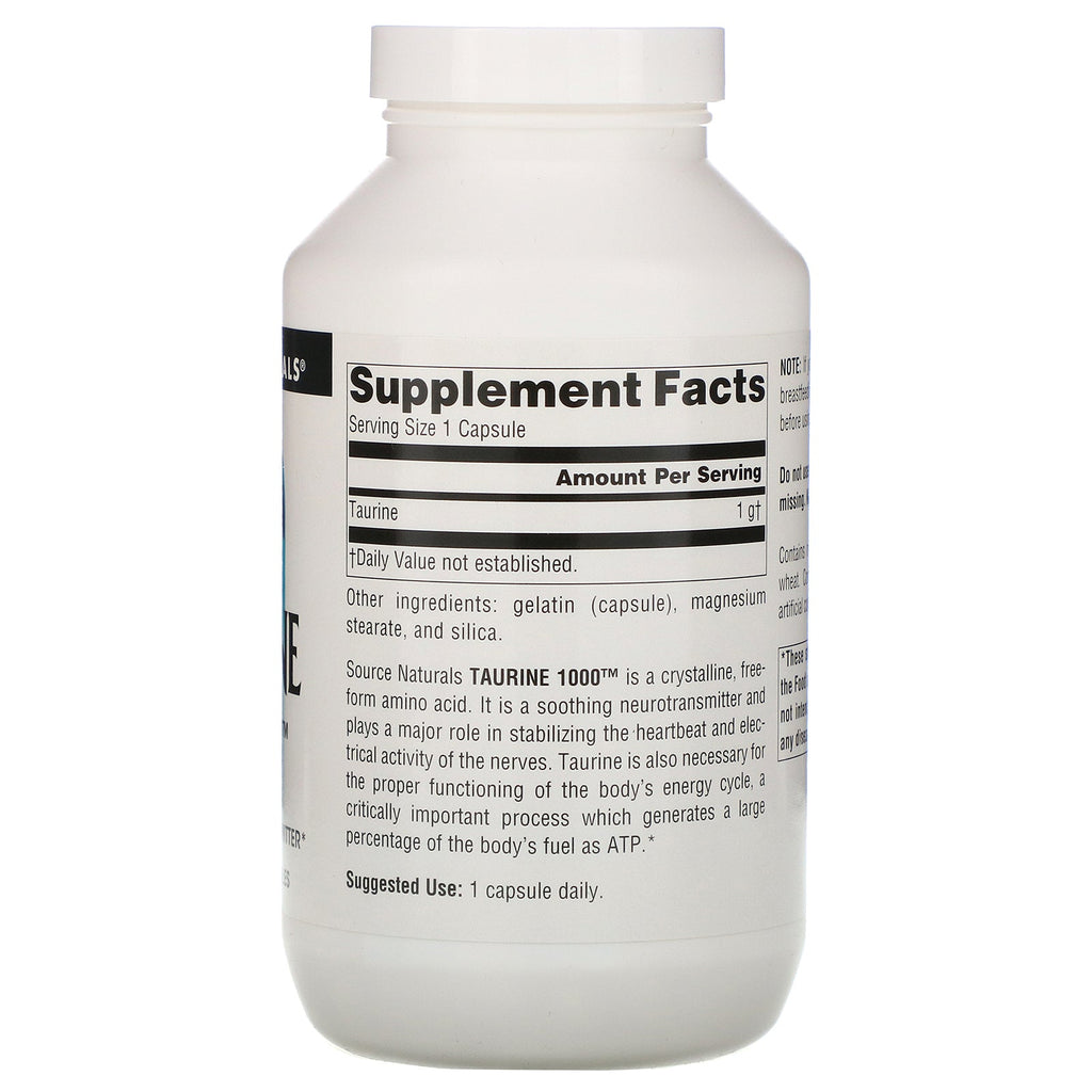 Source Naturals, Taurin, 1.000 mg, 240 kapsler