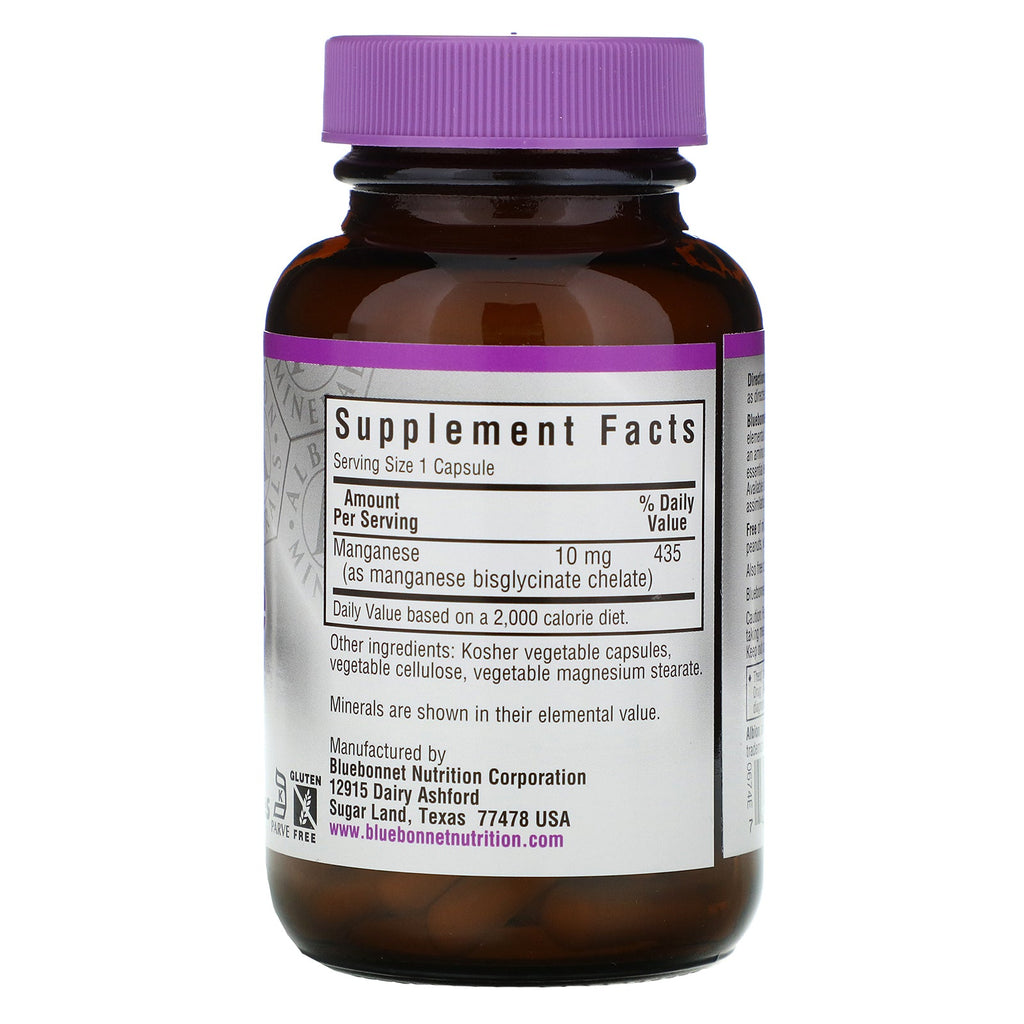 Bluebonnet Nutrition, Chelated Manganese, 90 Vcaps