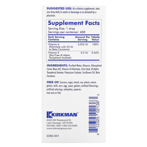 Kirkman Labs, Vitamina A micelizada, 1 fl oz (30 ml)