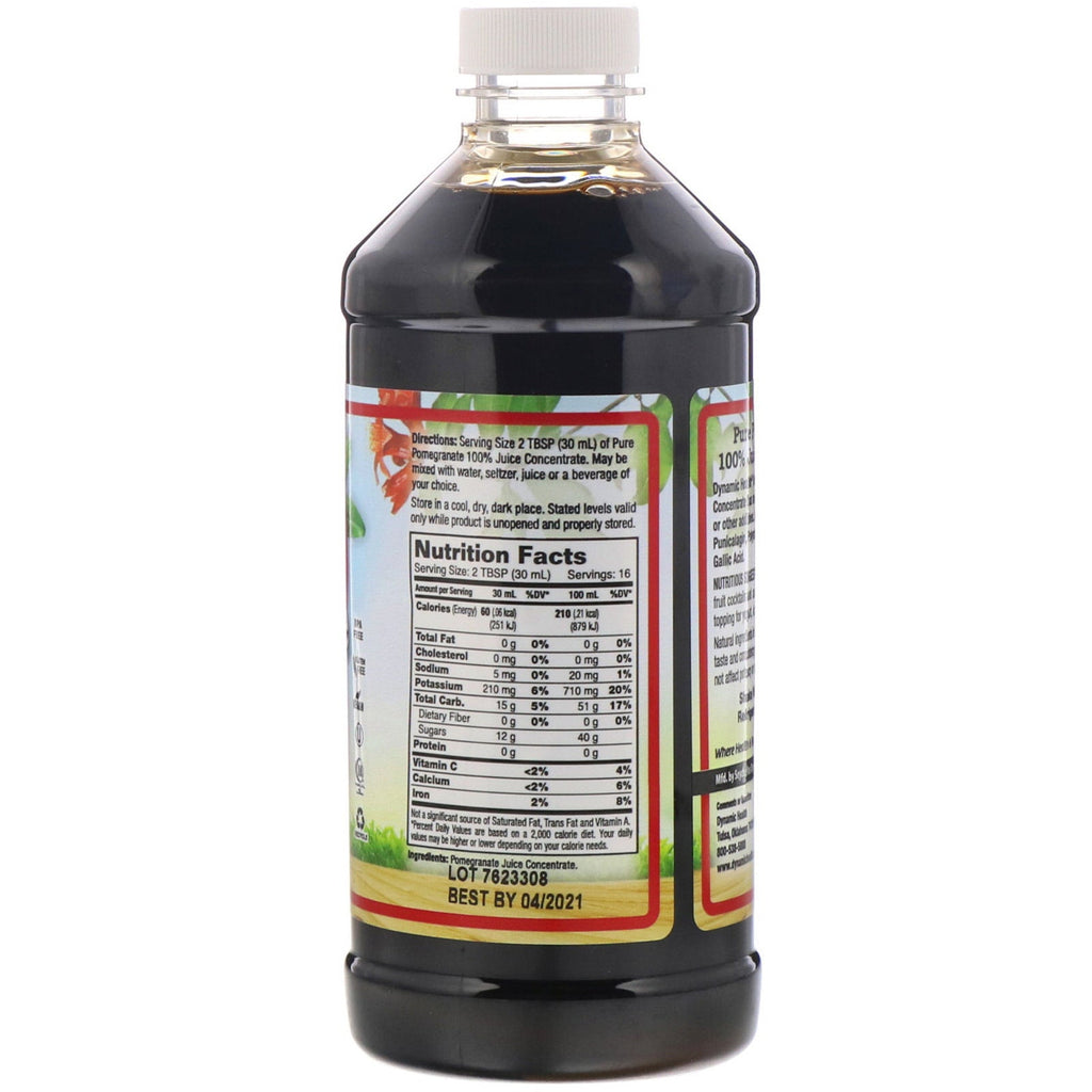 Dynamic Health Laboratories, ren granatæble, 100 % juicekoncentrat, usødet, 16 fl oz (473 ml)