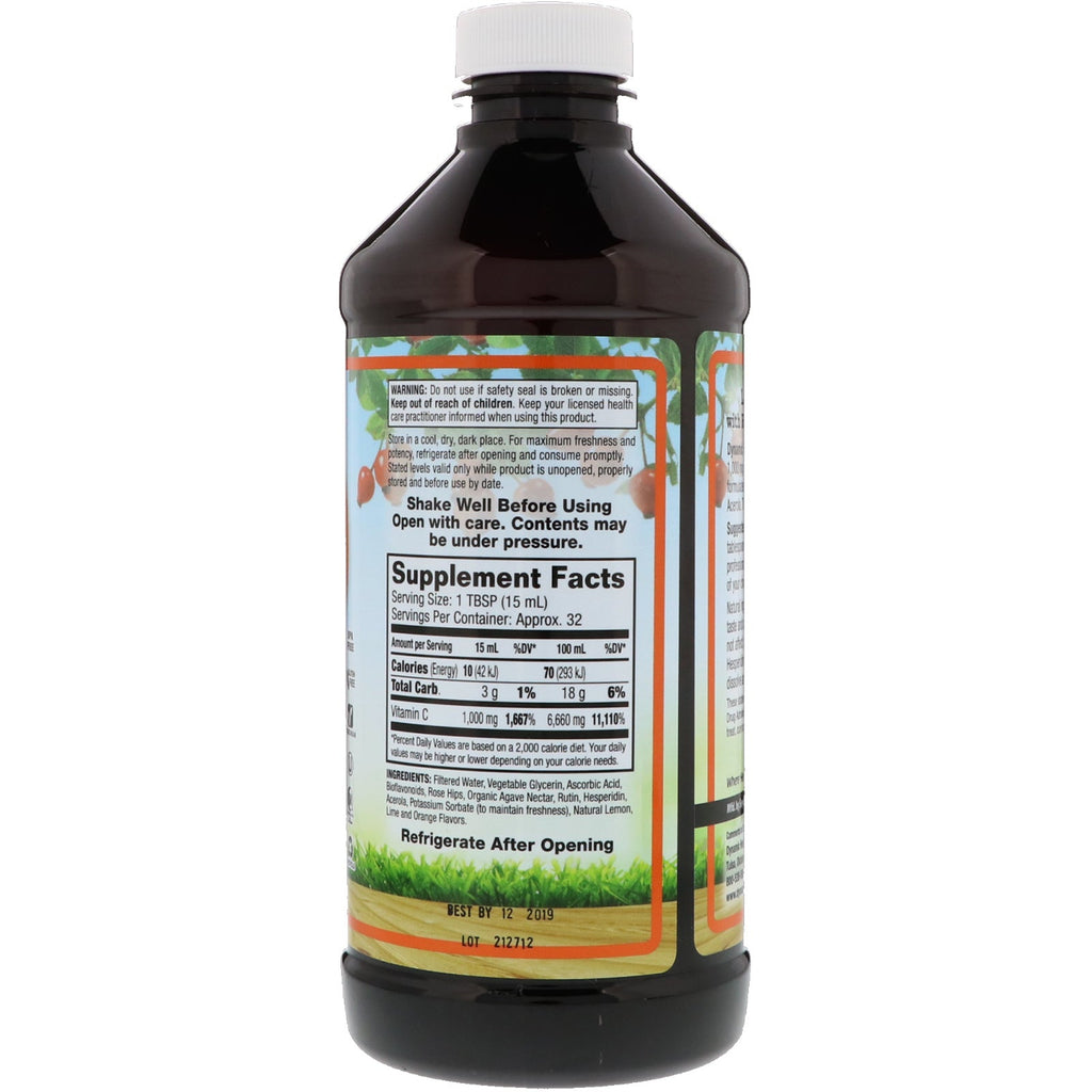 Dynamic Health Laboratories, vitamina C líquida, sabores cítricos naturales, 1000 mg, 16 fl oz (473 ml)