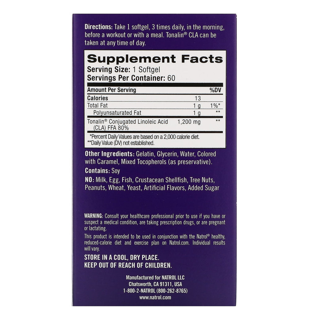 Natrol, Tonalin CLA, 1,200 mg, 60 Softgels