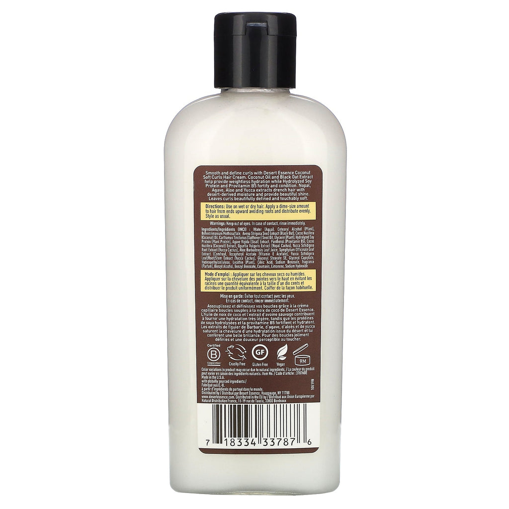 Desert Essence, Crema para el cabello con rizos suaves, coco, 6,4 fl oz (190 ml)