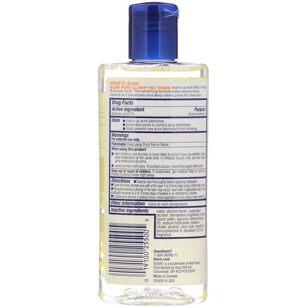 Biore, Pore Clarifying Toner, Witch Hazel, 8 fl oz (236 ml)