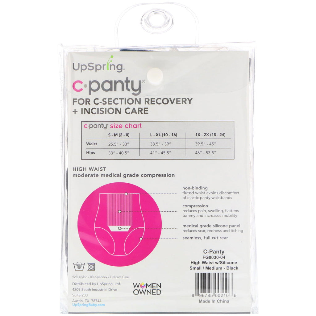 UpSpring, C-Panty, Til C-Section Recovery, Sort, Størrelse S/M