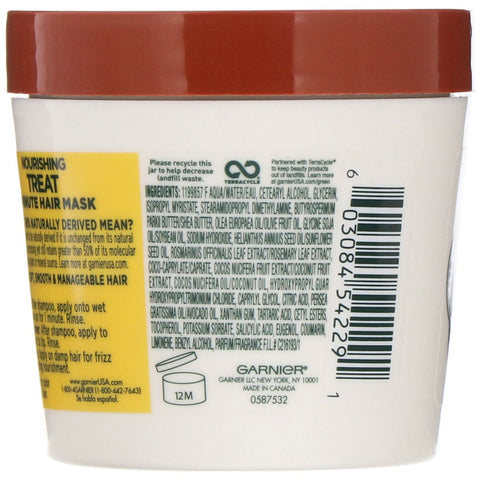 Garnier, Fructis, tratamiento nutritivo, mascarilla capilar de 1 minuto + extracto de coco, 3,4 fl oz (100 ml)