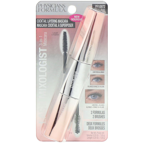 Physicians Formula, Lash Mixologist, Máscara de pestañas 3 en 1, Negro, 5,8 g (0,20 oz)