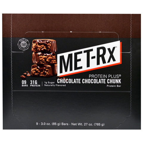 MET-Rx, PROTEIN PLUS Bar, Chokolade Chokolade Chunk, 9 barer, 3,0 oz (85 g) hver