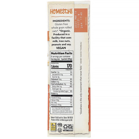 Naturens Path, Instant Havregryn, Homestyle, 8 pakker, 11,3 oz (320 g)