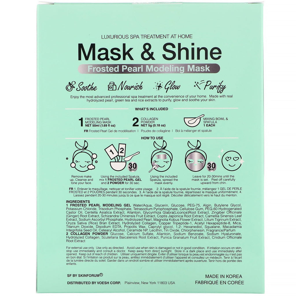 SFGlow, Mask & Shine, Frosted Pearl Modeling Mask, 4 Piece Kit