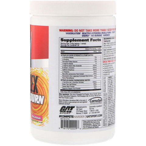 GAT, NITRAFLEX BURN, Pink Lemonade, 11.21 oz (318 g)