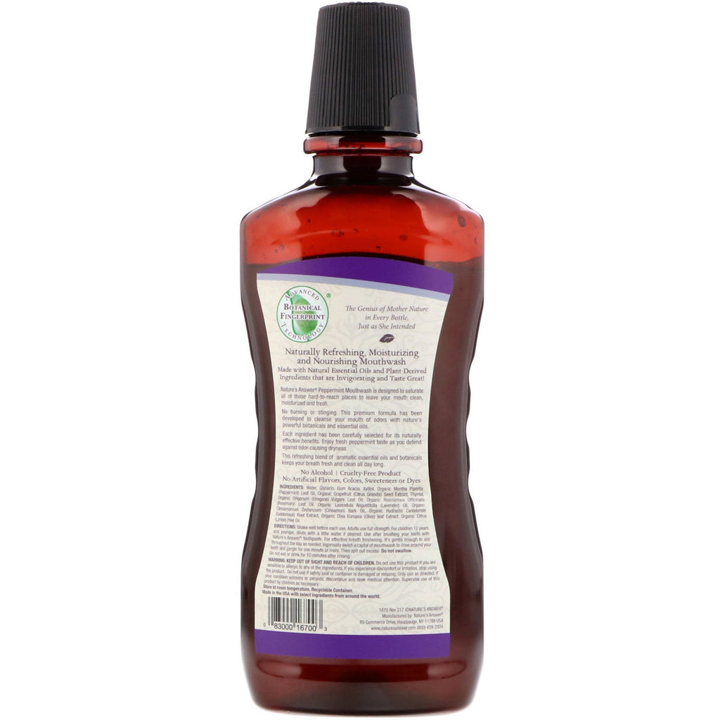 Nature's Answer, Essential Oil Mouthwash, Peppermint, 16 fl oz