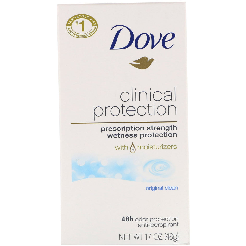 Dove, Clinical Protection, Prescription Strength, Desodorante antitranspirante, Original Clean, 1,7 oz (48 g)