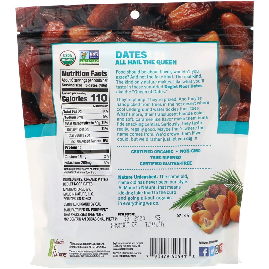 Made in Nature,  Dried Deglet Noor Dates, Ooh-La-Luscious Supernacks, 8 oz (227 g)