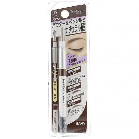 Sana, New Born, Eyebrow Powder & Pencil, B7 Marron Brown , 1 Piece