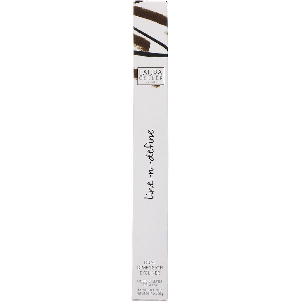 Laura Geller, Line-N-Define, Dual Dimensional Eyeliner, Liquid &amp; Kohl Eyeliner, Sort/brun, 0,07 fl oz (2 ml) / 0,017 oz (0,5 g)